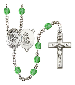 Guardian Angel and Baseball Rosary with Peridot Beads
