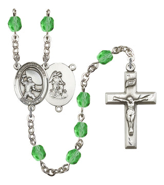Guardian Angel and Football Rosary with Peridot Beads