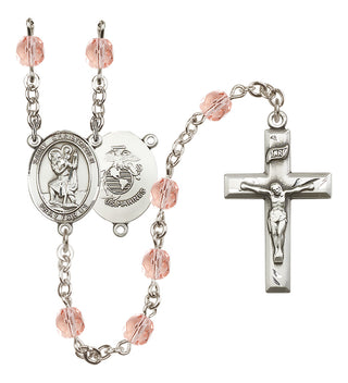 Silver-Plated 6mm Saint Christopher / Marines Rosary