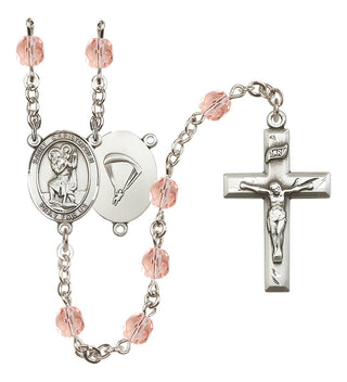Silver-Plated 6mm Saint Christopher / Paratrooper Rosary