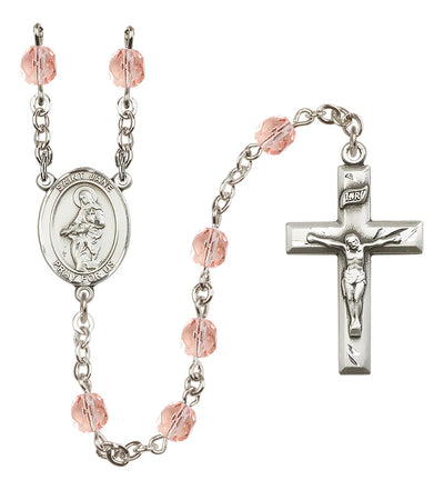 Silver Plated 6mm Fire Polished St. Jane of Valois Rosary in Pink