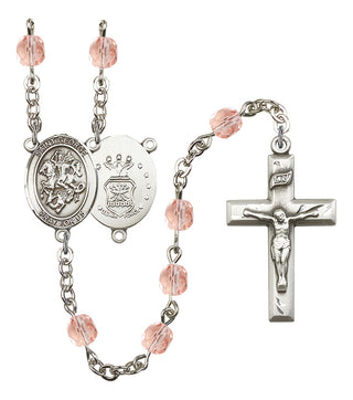 Saint George and Air Force Rosary with Pink Beads
