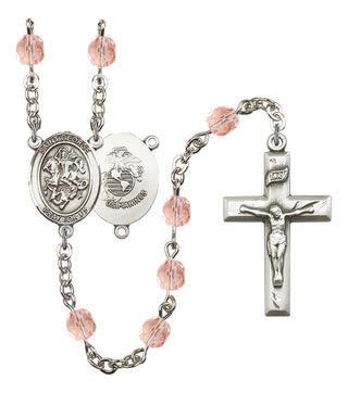 Saint George and Marines Rosary with Pink Beads