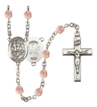 Silver-Plated 6mm Saint George / Nat'l Guard Rosary