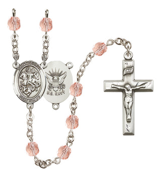 Silver-Plated 6mm Saint George / Navy Rosary