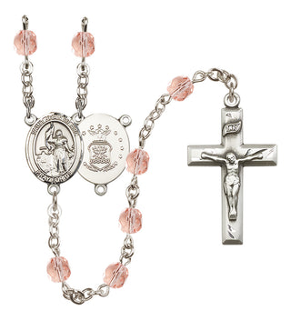 Silver-Plated 6mm Saint Joan of Arc / Air Force Rosary