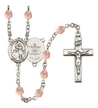 Silver-Plated 6mm Saint Joan of Arc / Army Rosary