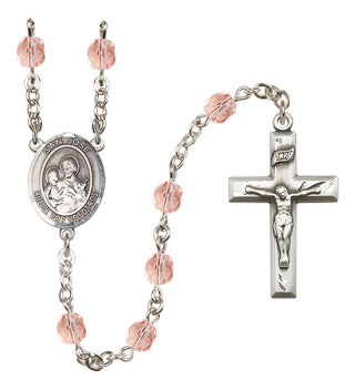 Silver Plated 6mm Fire Polished San Jose Rosary in Pink