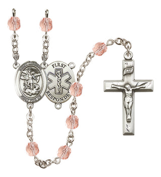 Silver-Plated 6mm Saint Michael/1St Responder Rosary