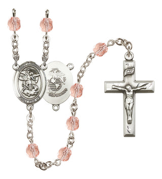 Silver-Plated 6mm Saint Michael / Marines Rosary