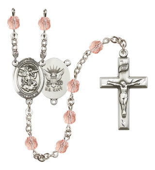 Silver-Plated 6mm Saint Michael / Navy Rosary