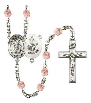 Guardian Angel and Marine Corp Rosary with Pink Beads