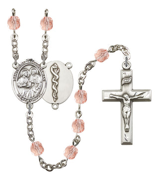 Sts. Cosmas & Damian and Doctors Rosary with Pink Beads