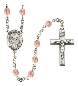 Silver Plated 6mm Fire Polished Saint Sophia Rosary in Pink