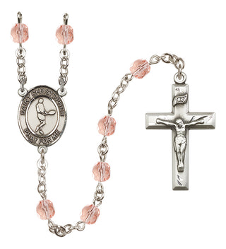 Silver-Plated 6mm Saint Christopher/Tennis Rosary