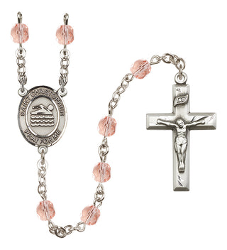 Silver-Plated 6mm Saint Christopher/Swimming Rosary