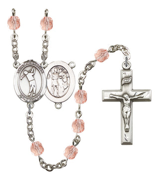 Saint Sebastian and Golf Rosary with Pink Beads
