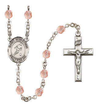 Silver-Plated 6mm Saint Sebastian/Soccer Rosary