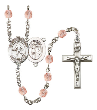Saint Sebastian and Field Hockey Rosary with Pink Beads
