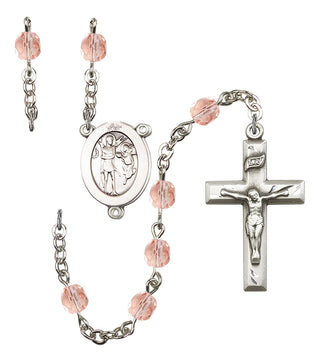Saint Sebastian and Softball Rosary with Pink Beads