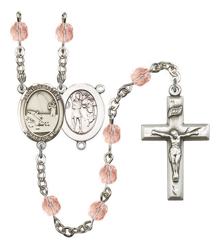 Saint Sebastian and Fishing Rosary with Pink Beads