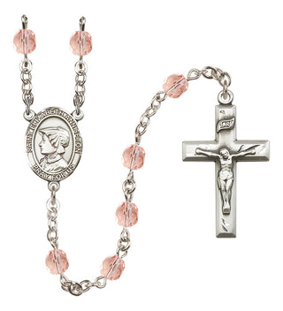 Silver-Plated 6mm Saint Elizabeth Ann Seton  Engraved Catholic Rosaries
