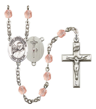 Saint John Paul II Rosary with Pink Beads