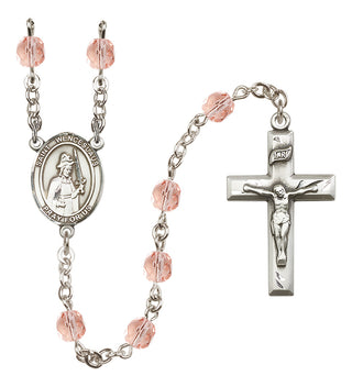 Silver Plated 6mm Fire Polished Saint Wenceslaus Rosary in Pink