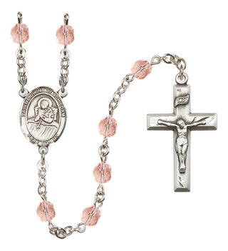 Silver Plated 6mm Fire Polished Saint Lidwina of Schiedam Rosary in Pink