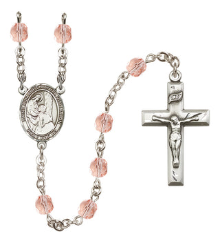 Silver Plated 6mm Fire Polished Saint Elizabeth of the Visitation Rosary in Pink