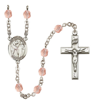 Silver-Plated 6mm Saint Columbanus  Engraved Catholic Rosaries