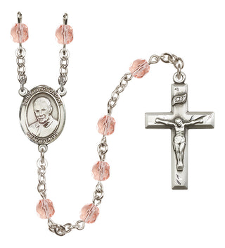 Silver-Plated 6mm Saint Luigi Orione  Engraved Catholic Rosaries