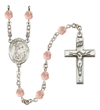 Silver Plated 6mm Fire Polished Saint Adrian of Nicomedia Rosary in Pink