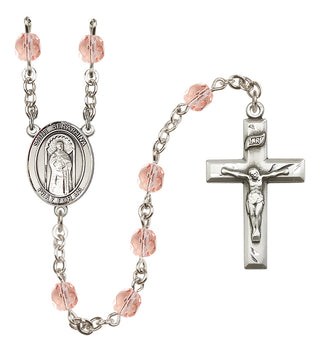 Silver Plated 6mm Fire Polished Saint Seraphina Rosary in Pink