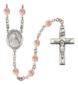 Silver-Plated 6mm Saint Lydia Purpuraria  Engraved Catholic Rosaries