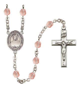 Silver Plated 6mm Fire Polished Blessed Emilie Tavernier Gamelin Rosary in Pink