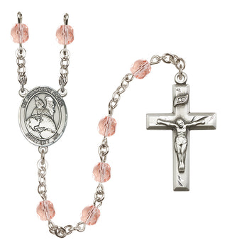 Silver Plated 6mm Fire Polished Guardian Angel Protector Rosary in Pink