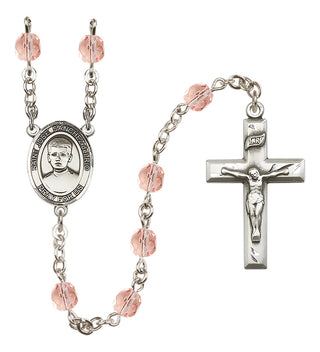 Silver Plated 6mm Fire Polished Saint Jose Sanchez del Rio Rosary in Pink