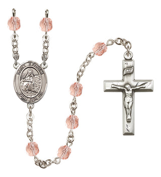 Silver Plated 6mm Fire Polished Saint Ephrem Rosary in Pink