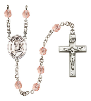 Silver Plated 6mm Fire Polished Pope Pius V Rosary in Pink