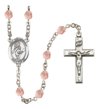 Silver-Plated 6mm Saint Christopher/Tennis Rosary