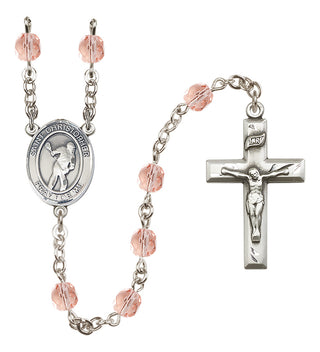 Silver-Plated 6mm Saint Christopher/Lacrosse Rosary