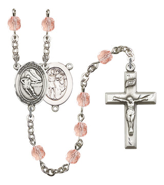 Saint Sebastian and Hockey Rosary with Pink Beads