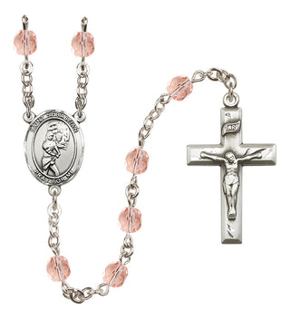 Silver-Plated 6mm Saint Sebastian/Softball Rosary