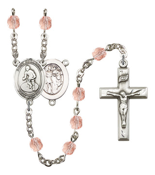 Saint Sebastian and Wrestling Rosary with Pink Beads