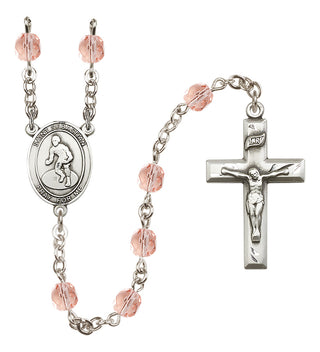 Silver-Plated 6mm Saint Sebastian/Wrestling Rosary