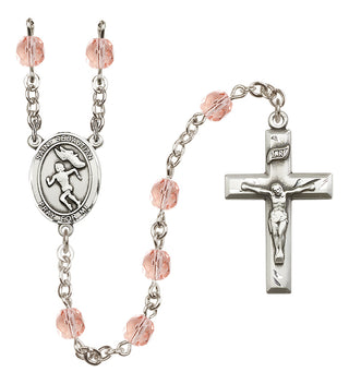 Silver-Plated 6mm Saint Sebastian /Track&Field-Women Rosary