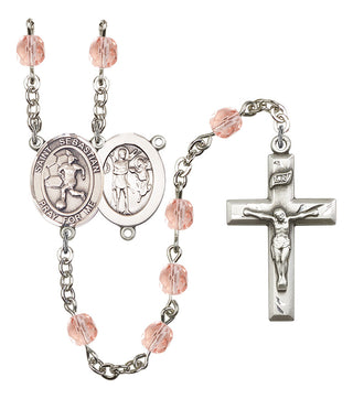 Saint Sebastian and Women's Soccer Rosary with Pink Beads