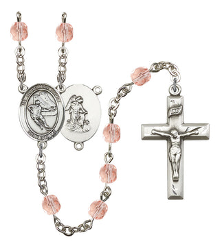 Guardian Angel and Hockey Rosary with Pink Beads
