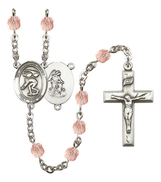 Guardian Angel and Swimming Rosary with Pink Beads